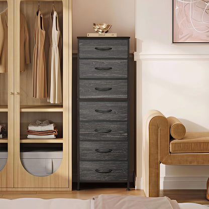 Tall Dresser for Bedroom, 7 Drawer Dresser, Black