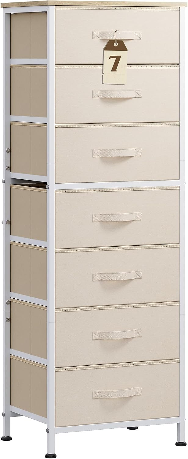 Tall Dresser for Bedroom, 7 Drawer Dresser, Black