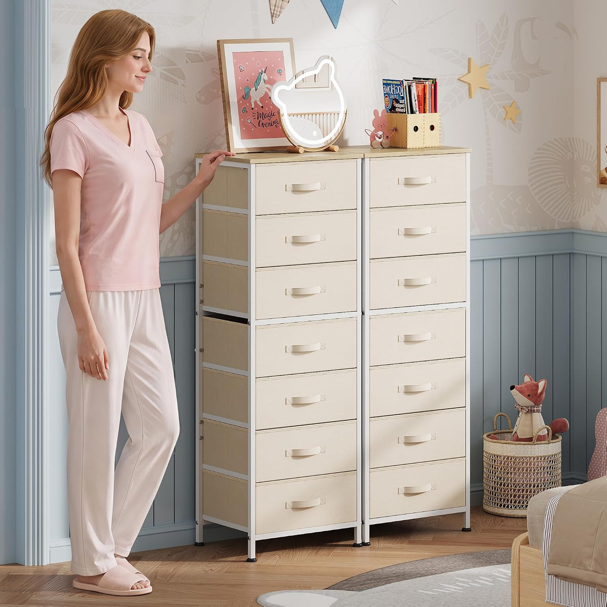 Tall Dresser for Bedroom, 7 Drawer Dresser, Black