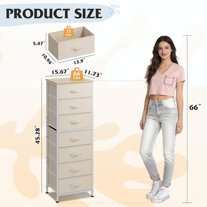 Tall Dresser for Bedroom, 7 Drawer Dresser, Black