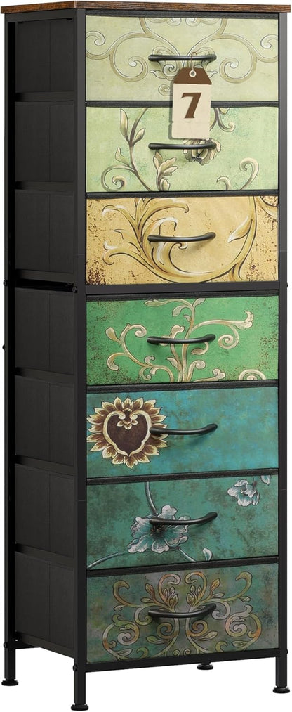 Tall Dresser for Bedroom, 7 Drawer Dresser, Black