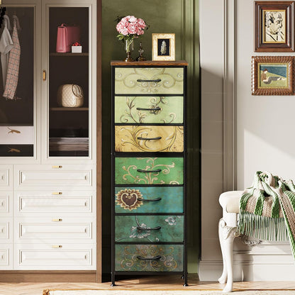 Tall Dresser for Bedroom, 7 Drawer Dresser, Black