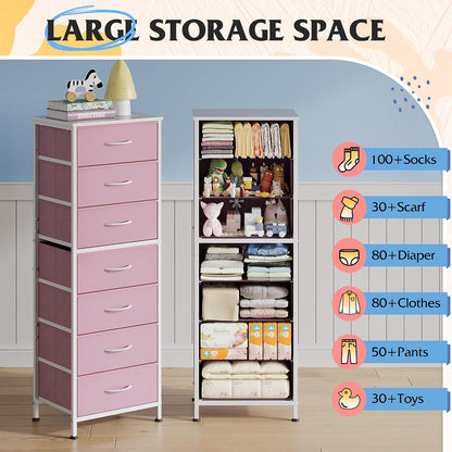 Tall Dresser for Bedroom, 7 Drawer Dresser, Black