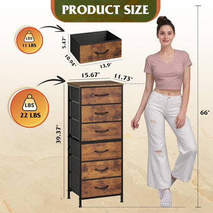 Tall Dresser for Bedroom, 7 Drawer Dresser, Black