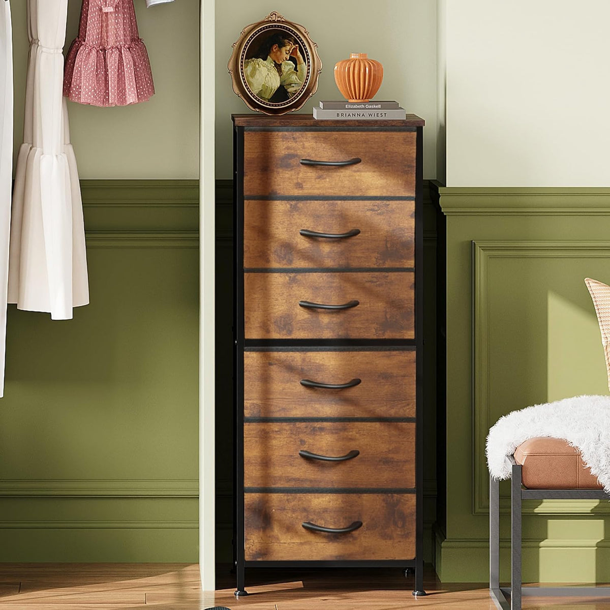 Tall Dresser for Bedroom, 7 Drawer Dresser, Black