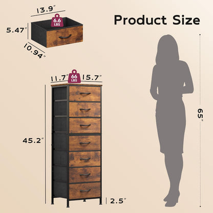 Tall Dresser for Bedroom, 7 Drawer Dresser, Black