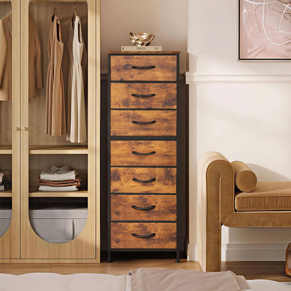 Tall Dresser for Bedroom, 7 Drawer Dresser, Black