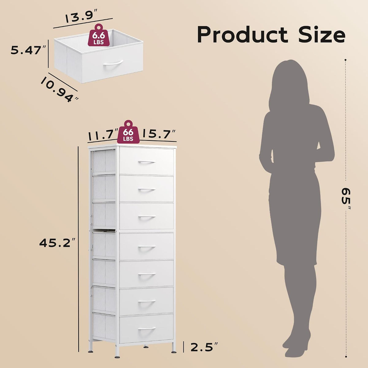 Tall Dresser for Bedroom, 7 Drawer Dresser, Black