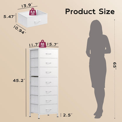 Tall Dresser for Bedroom, 7 Drawer Dresser, Black