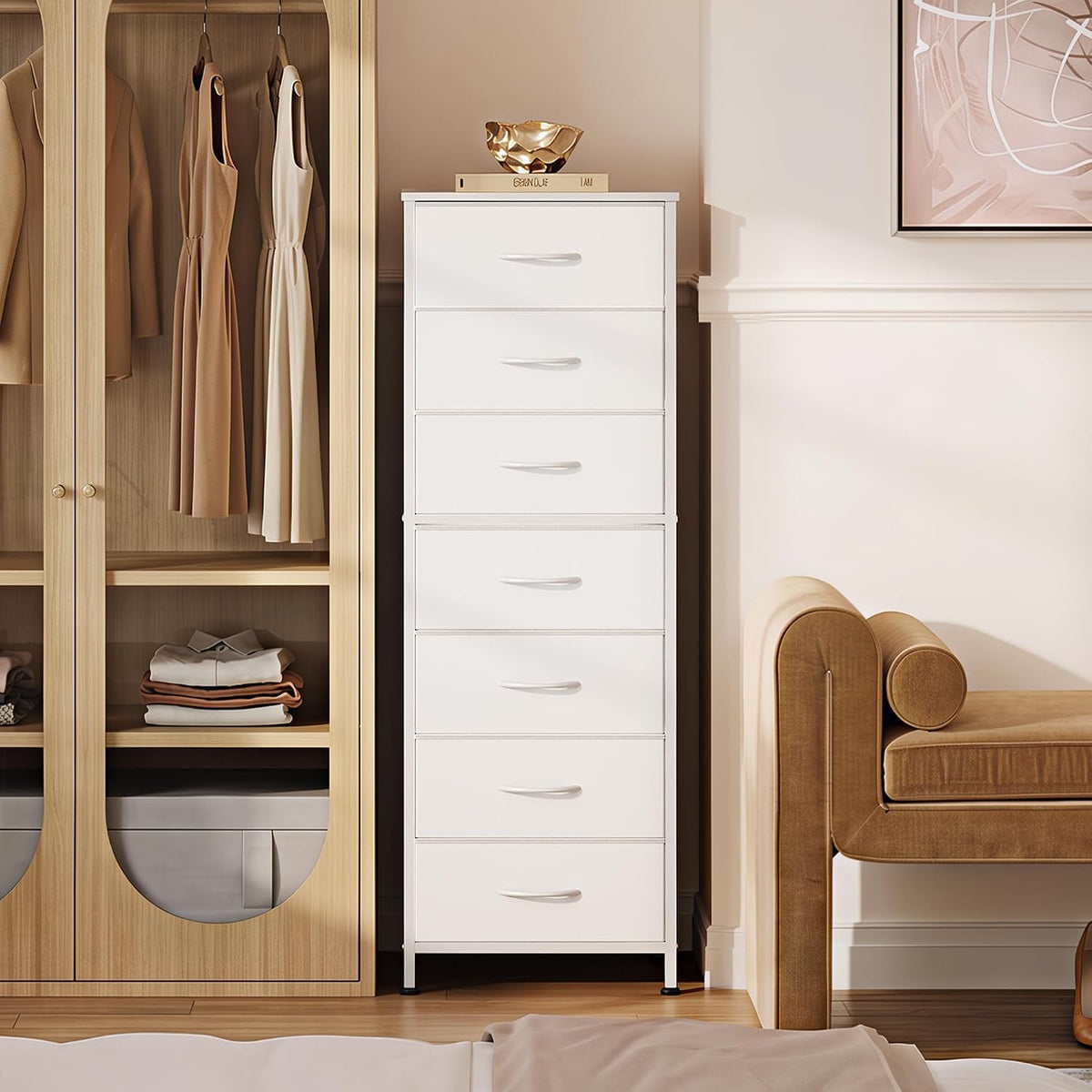 Tall Dresser for Bedroom, 7 Drawer Dresser, Black