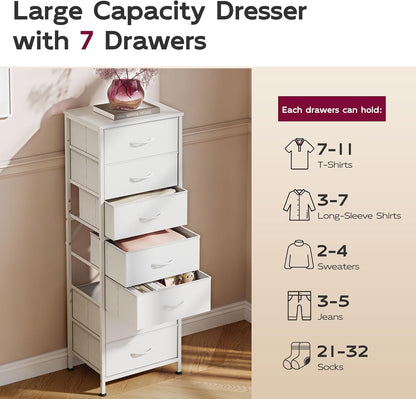 Tall Dresser for Bedroom, 7 Drawer Dresser, Black