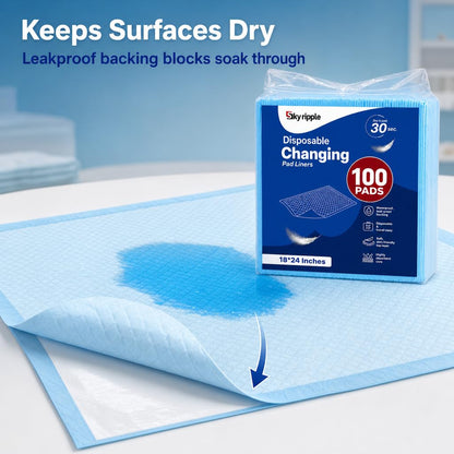 Pack 100 Disposable Baby Changing pad 18"x24" - Super Absorbent Soft & Durable Portable Changing Pad - Perfect for Use as Diaper Changing Pad, Underpads, Pets & for Everyday Essentials