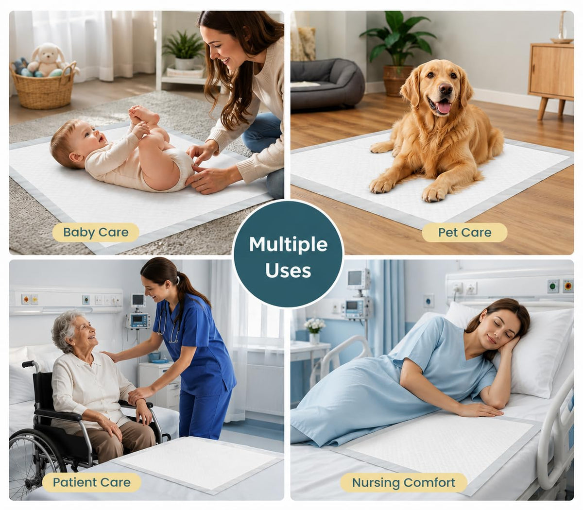 Pack 100 Disposable Baby Changing pad 18"x24" - Super Absorbent Soft & Durable Portable Changing Pad - Perfect for Use as Diaper Changing Pad, Underpads, Pets & for Everyday Essentials