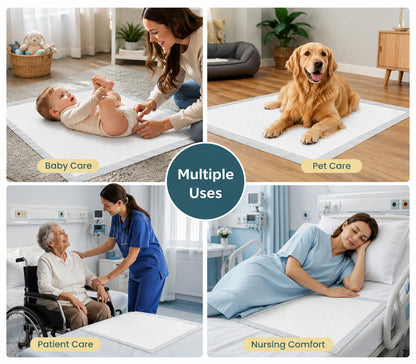 Pack 100 Disposable Baby Changing pad 18"x24" - Super Absorbent Soft & Durable Portable Changing Pad - Perfect for Use as Diaper Changing Pad, Underpads, Pets & for Everyday Essentials