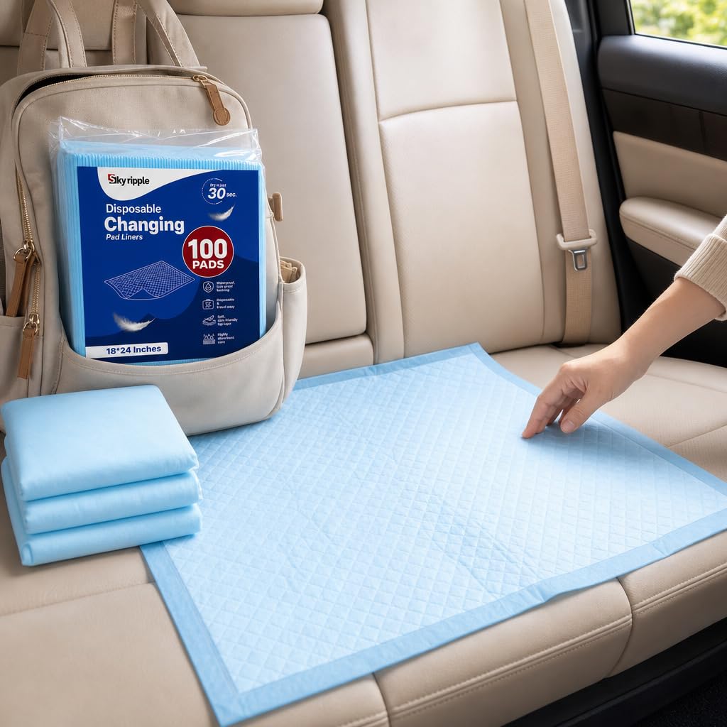 Pack 100 Disposable Baby Changing pad 18"x24" - Super Absorbent Soft & Durable Portable Changing Pad - Perfect for Use as Diaper Changing Pad, Underpads, Pets & for Everyday Essentials