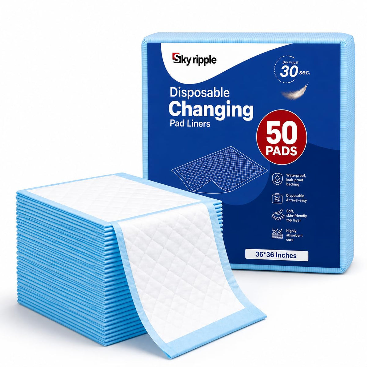 Pack 100 Disposable Baby Changing pad 18"x24" - Super Absorbent Soft & Durable Portable Changing Pad - Perfect for Use as Diaper Changing Pad, Underpads, Pets & for Everyday Essentials