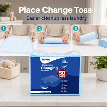 Pack 100 Disposable Baby Changing pad 18"x24" - Super Absorbent Soft & Durable Portable Changing Pad - Perfect for Use as Diaper Changing Pad, Underpads, Pets & for Everyday Essentials