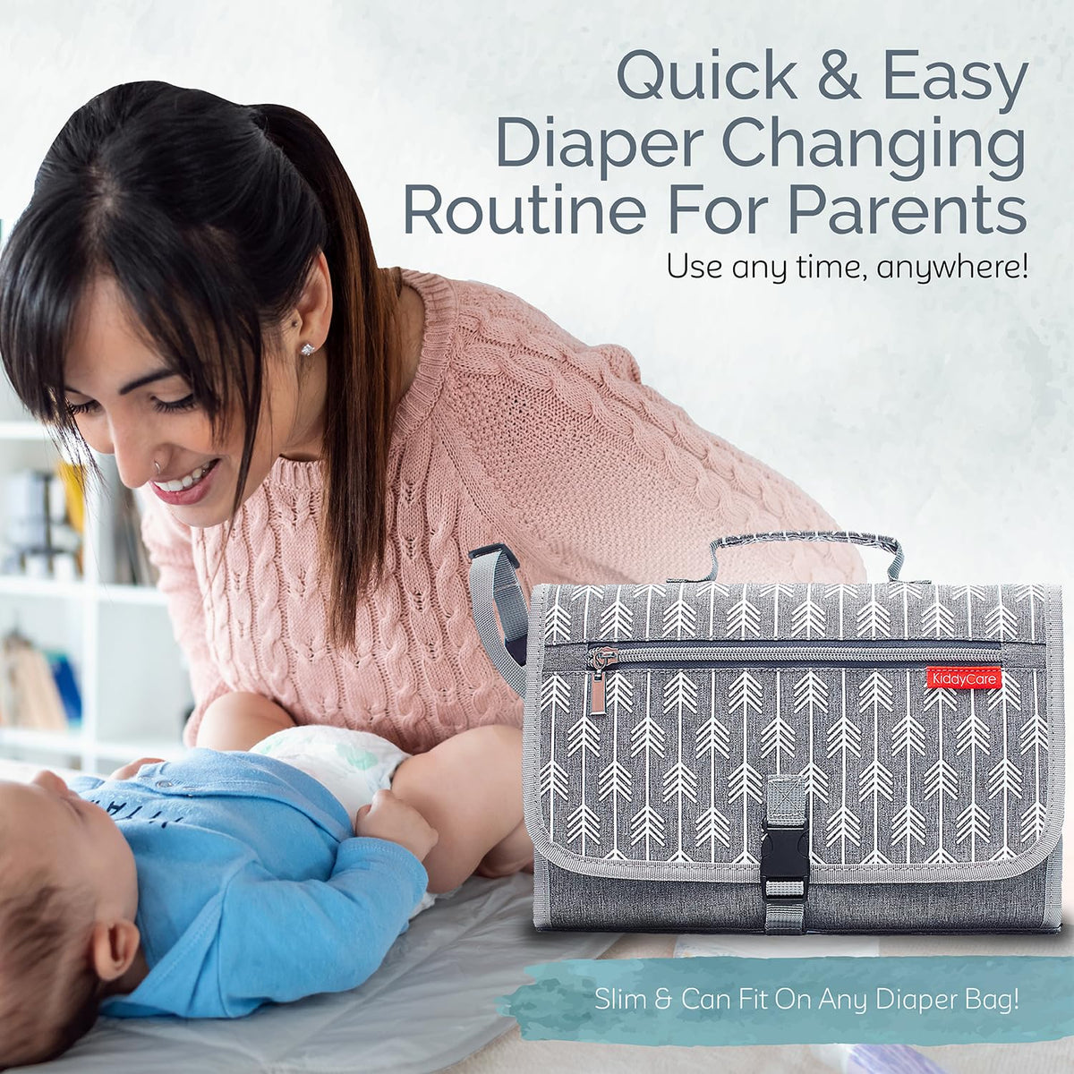 Portable Diaper Changing Pad for Baby Travel | Portable Changing mat for Newborn Baby Girl & Boy | Waterproof Foldable Nappy Changing Mat with Smart Wipes Pocket