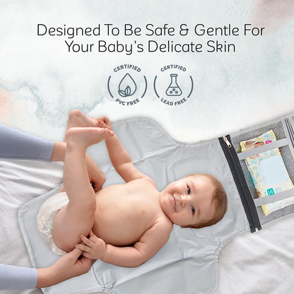 Portable Diaper Changing Pad for Baby Travel | Portable Changing mat for Newborn Baby Girl & Boy | Waterproof Foldable Nappy Changing Mat with Smart Wipes Pocket
