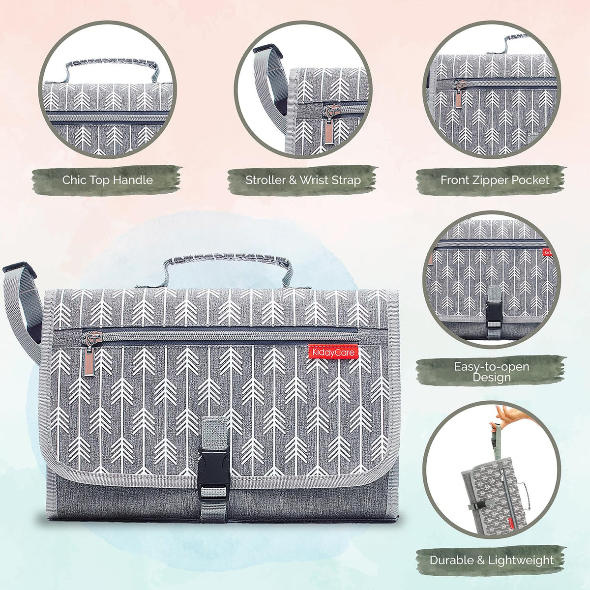 Portable Diaper Changing Pad for Baby Travel | Portable Changing mat for Newborn Baby Girl & Boy | Waterproof Foldable Nappy Changing Mat with Smart Wipes Pocket