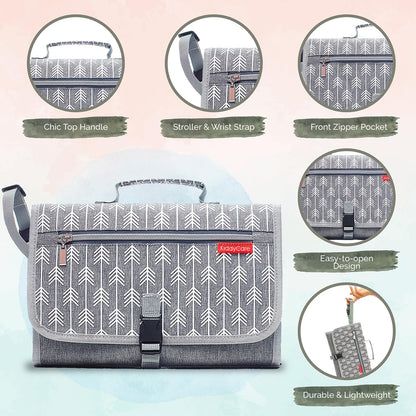 Portable Diaper Changing Pad for Baby Travel | Portable Changing mat for Newborn Baby Girl & Boy | Waterproof Foldable Nappy Changing Mat with Smart Wipes Pocket