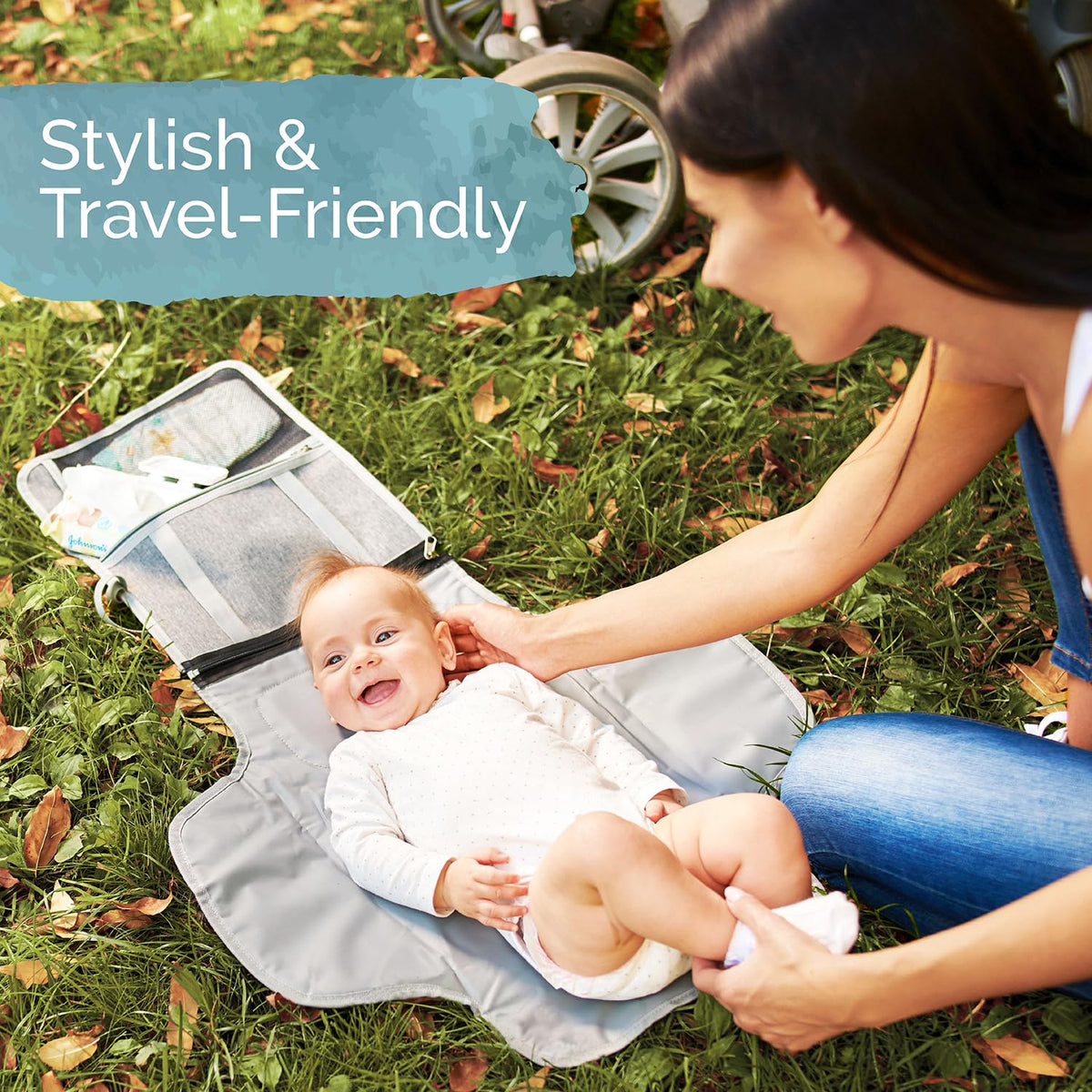 Portable Diaper Changing Pad for Baby Travel | Portable Changing mat for Newborn Baby Girl & Boy | Waterproof Foldable Nappy Changing Mat with Smart Wipes Pocket