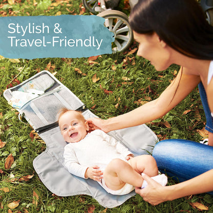 Portable Diaper Changing Pad for Baby Travel | Portable Changing mat for Newborn Baby Girl & Boy | Waterproof Foldable Nappy Changing Mat with Smart Wipes Pocket