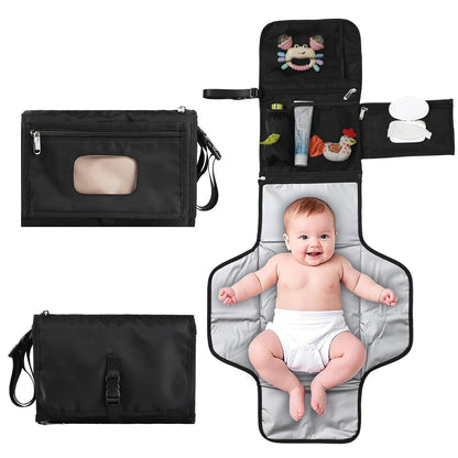 Portable Baby Diaper Changing Pad with Wipe Dispenser and Waste Bag Dispenser Detachable Diaper Changing Travel Bag with Waterproof Changing Mat Well Organized for Changing Kits