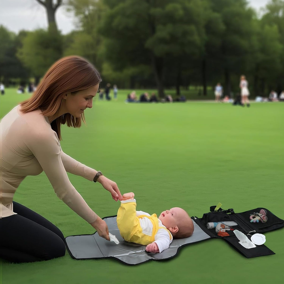 Portable Baby Diaper Changing Pad with Wipe Dispenser and Waste Bag Dispenser Detachable Diaper Changing Travel Bag with Waterproof Changing Mat Well Organized for Changing Kits