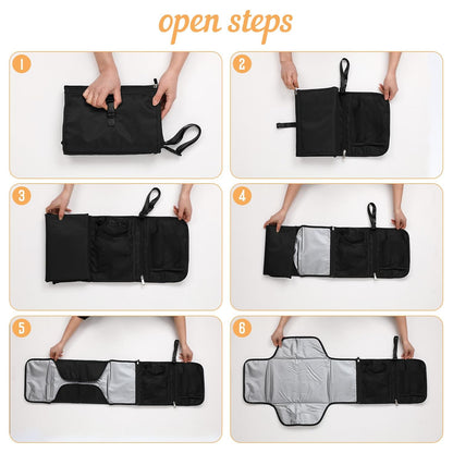 Portable Baby Diaper Changing Pad with Wipe Dispenser and Waste Bag Dispenser Detachable Diaper Changing Travel Bag with Waterproof Changing Mat Well Organized for Changing Kits