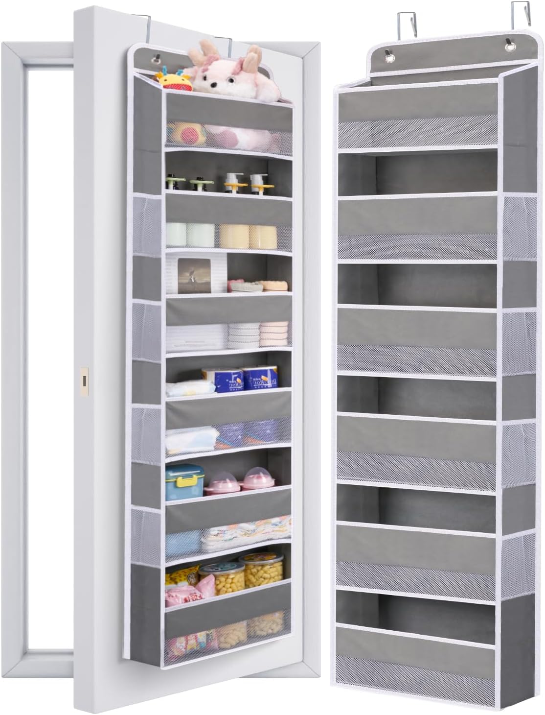 Premium Over The Door Organizer 6 Large Pockets, 150D Extra Thick,50 lbs Hanging Organizer Storage, Behind Door Closet Organizer and Storage for Nursery, Bedroom, Bathroom, Black