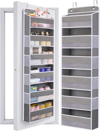 Premium Over The Door Organizer 6 Large Pockets, 150D Extra Thick,50 lbs Hanging Organizer Storage, Behind Door Closet Organizer and Storage for Nursery, Bedroom, Bathroom, Black