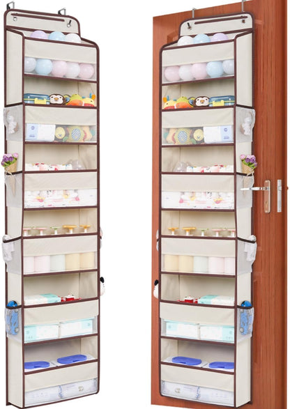 Premium Over The Door Organizer 6 Large Pockets, 150D Extra Thick,50 lbs Hanging Organizer Storage, Behind Door Closet Organizer and Storage for Nursery, Bedroom, Bathroom, Black