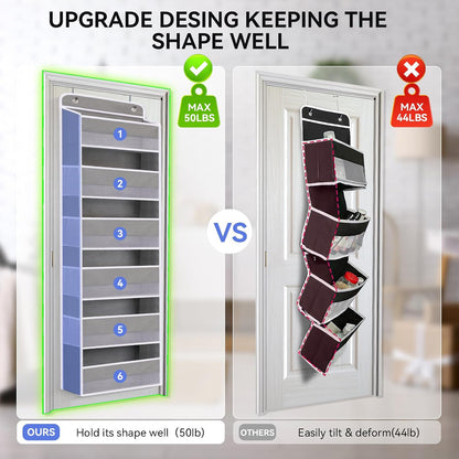 Premium Over The Door Organizer 6 Large Pockets, 150D Extra Thick,50 lbs Hanging Organizer Storage, Behind Door Closet Organizer and Storage for Nursery, Bedroom, Bathroom, Black