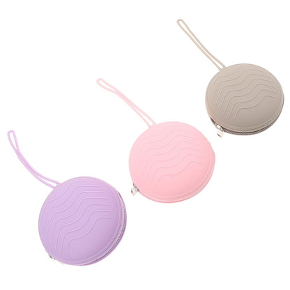 Silicone Pacifier Storage Box and Holder Case for Newborn Boys, Portable Travel Soother Container with Soft Silicone Material in Mica Gray, Cherry Blossom Pink, and Lilac Purple