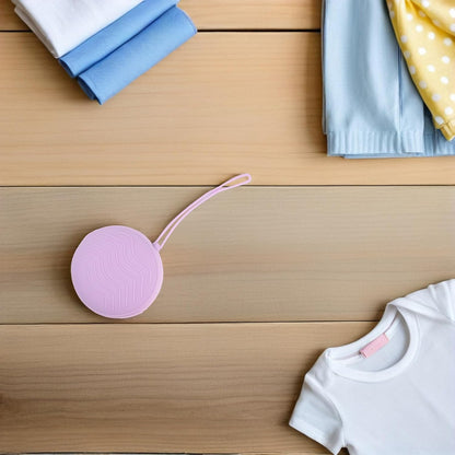 Silicone Pacifier Storage Box and Holder Case for Newborn Boys, Portable Travel Soother Container with Soft Silicone Material in Mica Gray, Cherry Blossom Pink, and Lilac Purple