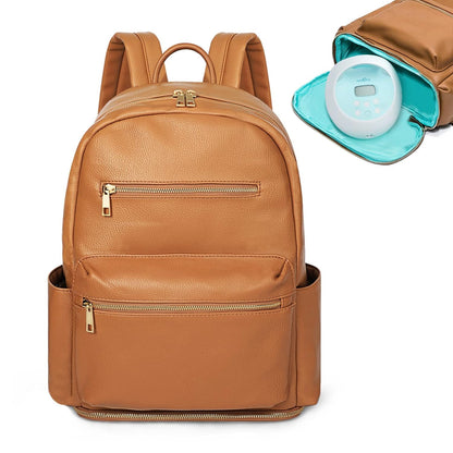 Diaper Bag Backpack, Diaper Bags Baby Diaper Bag 13 Pockets Leather Mini Baby Bag Backpack, Breast Pump Bag, 2 Insulated Pockets, Backpack Diaper Bag, Brown