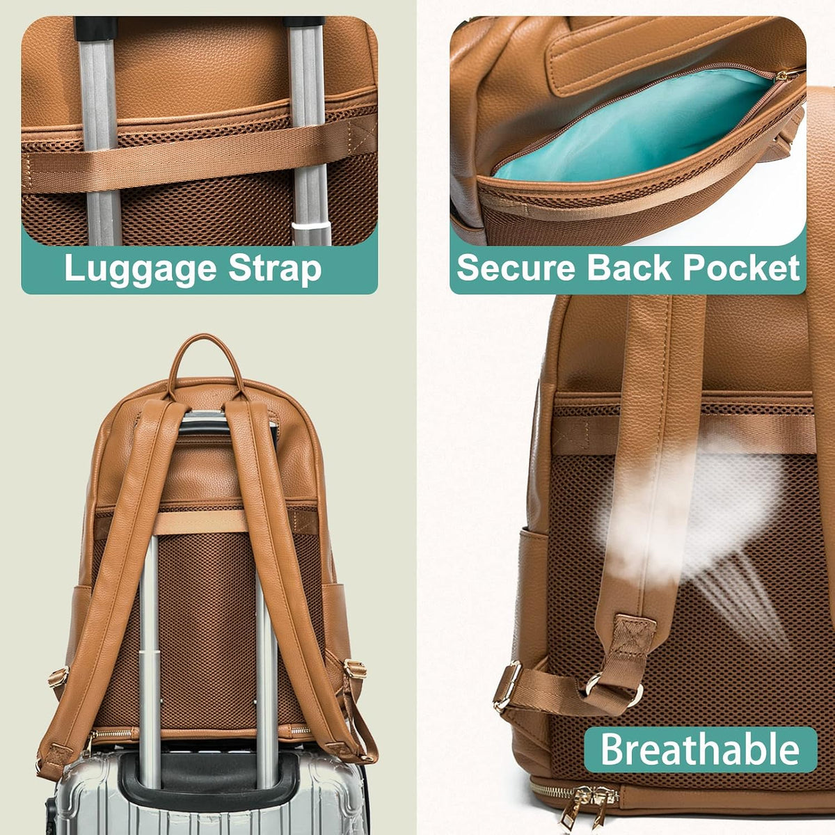 Diaper Bag Backpack, Diaper Bags Baby Diaper Bag 13 Pockets Leather Mini Baby Bag Backpack, Breast Pump Bag, 2 Insulated Pockets, Backpack Diaper Bag, Brown