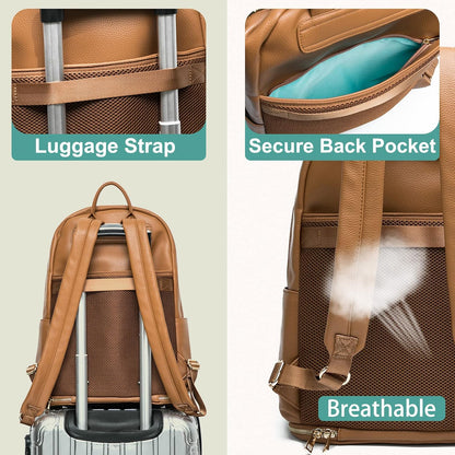 Diaper Bag Backpack, Diaper Bags Baby Diaper Bag 13 Pockets Leather Mini Baby Bag Backpack, Breast Pump Bag, 2 Insulated Pockets, Backpack Diaper Bag, Brown