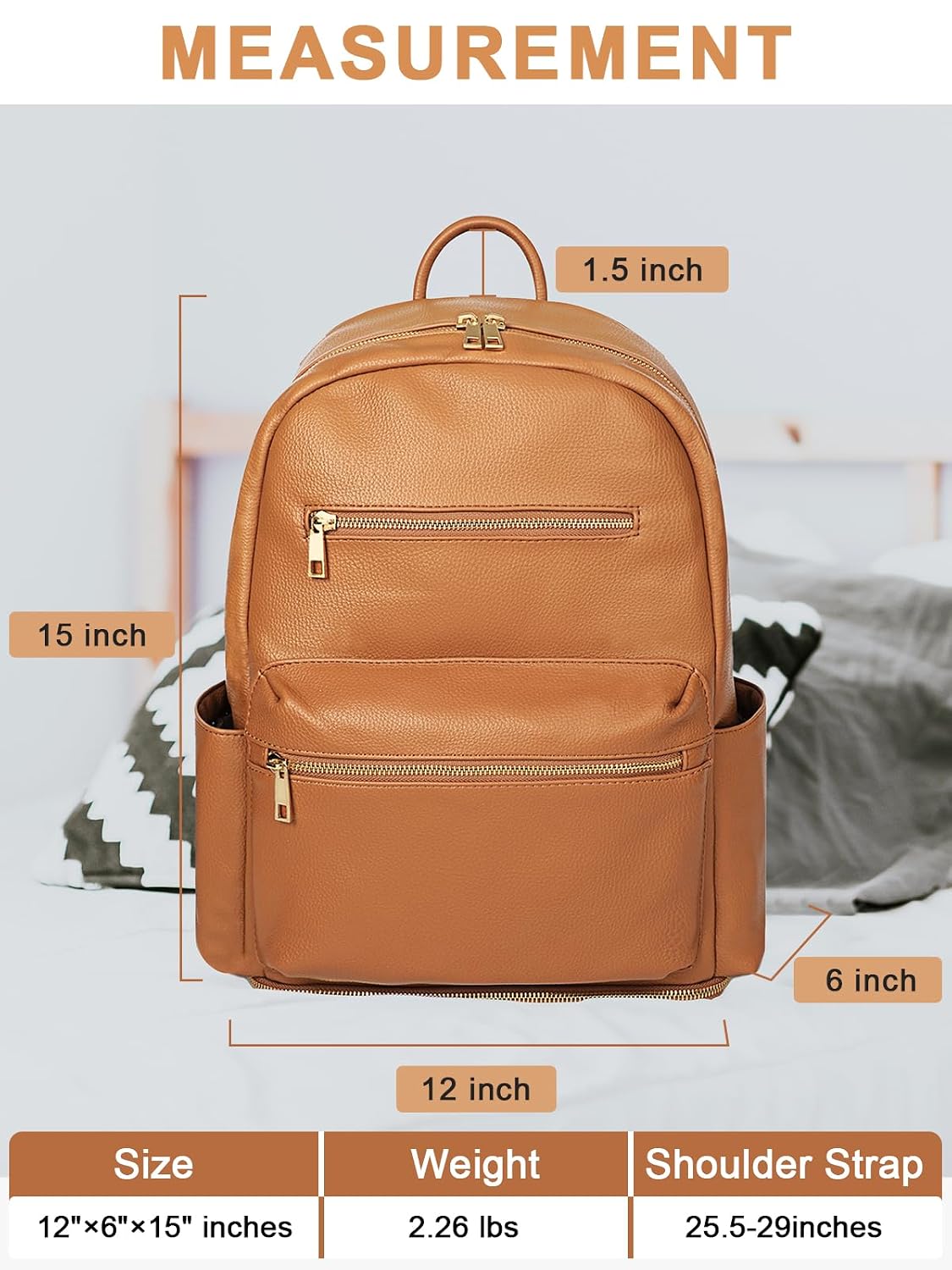 Diaper Bag Backpack, Diaper Bags Baby Diaper Bag 13 Pockets Leather Mini Baby Bag Backpack, Breast Pump Bag, 2 Insulated Pockets, Backpack Diaper Bag, Brown