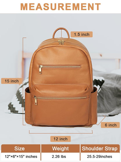 Diaper Bag Backpack, Diaper Bags Baby Diaper Bag 13 Pockets Leather Mini Baby Bag Backpack, Breast Pump Bag, 2 Insulated Pockets, Backpack Diaper Bag, Brown