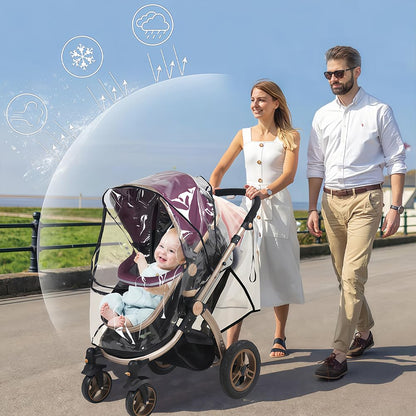 Clear Stroller Rain Cover, Waterproof, Windproof Barrier for Travel