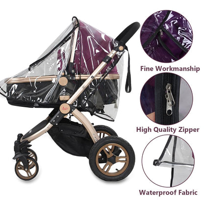 Clear Stroller Rain Cover, Waterproof, Windproof Barrier for Travel