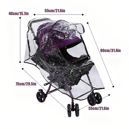 Clear Stroller Rain Cover, Waterproof, Windproof Barrier for Travel