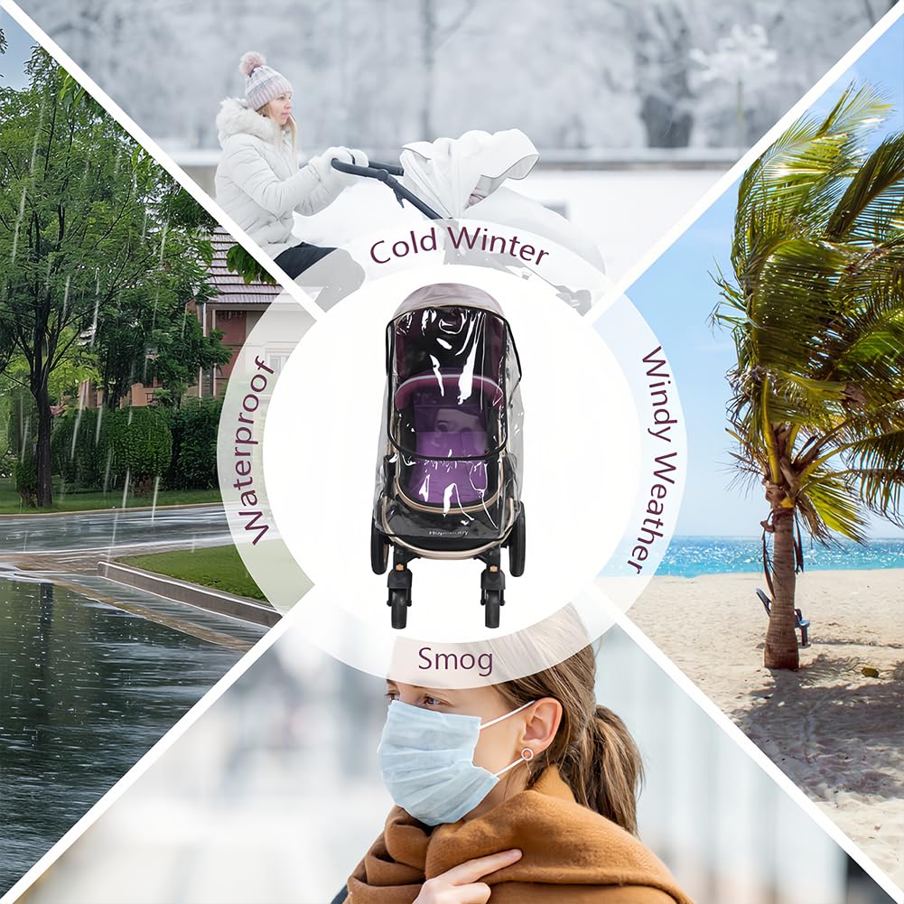 Clear Stroller Rain Cover, Waterproof, Windproof Barrier for Travel
