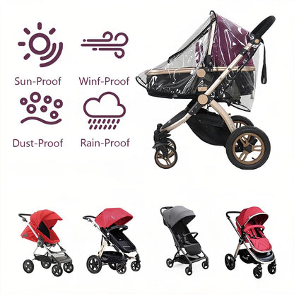 Clear Stroller Rain Cover, Waterproof, Windproof Barrier for Travel