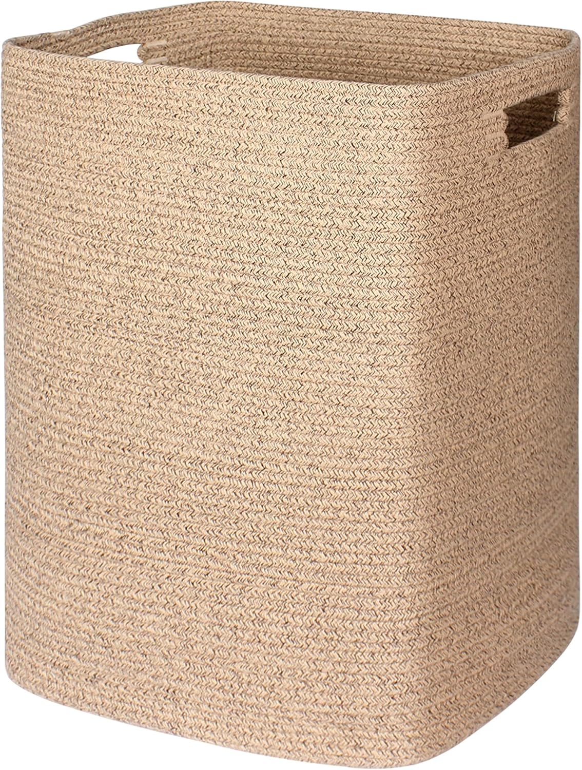 Large Laundry Hamper 16"x13"x22" - Tall Woven Laundry Basket, Cotton Rope Dirty Clothes Hamper, Baby Kids Nursery Wicker Laundry Basket, Bedroom Aesthetic, Soft Laundry Bin, White Hamper, 75L