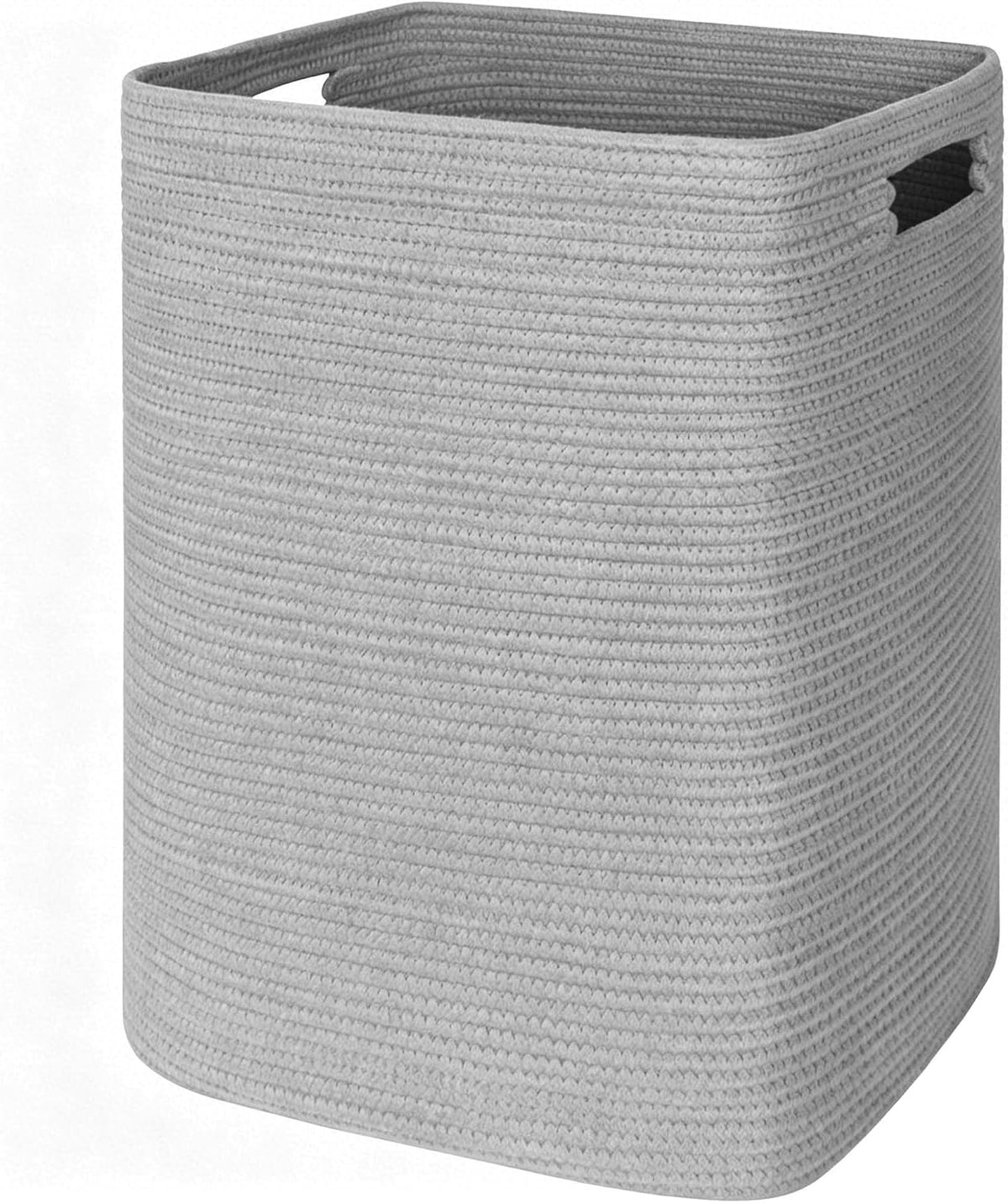 Large Laundry Hamper 16"x13"x22" - Tall Woven Laundry Basket, Cotton Rope Dirty Clothes Hamper, Baby Kids Nursery Wicker Laundry Basket, Bedroom Aesthetic, Soft Laundry Bin, White Hamper, 75L
