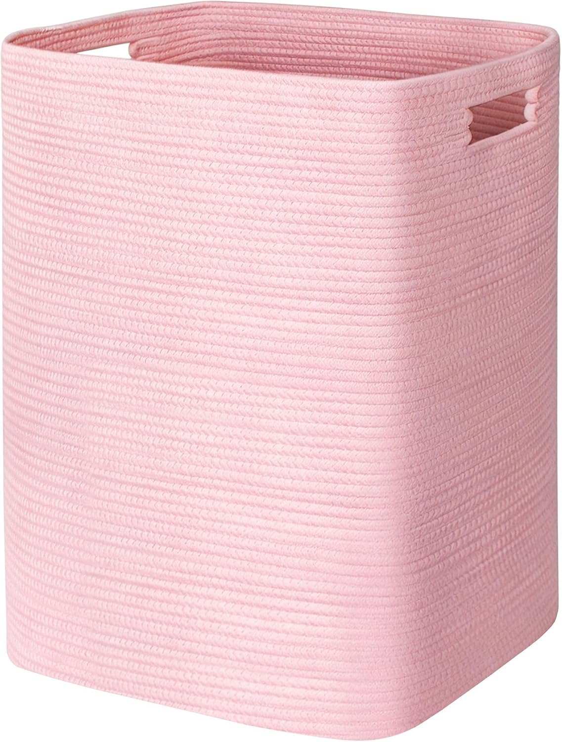 Large Laundry Hamper 16"x13"x22" - Tall Woven Laundry Basket, Cotton Rope Dirty Clothes Hamper, Baby Kids Nursery Wicker Laundry Basket, Bedroom Aesthetic, Soft Laundry Bin, White Hamper, 75L