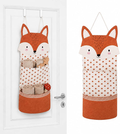 Fox Hanging Diaper Organizer for Nursery Woodland, 27x12 Inch